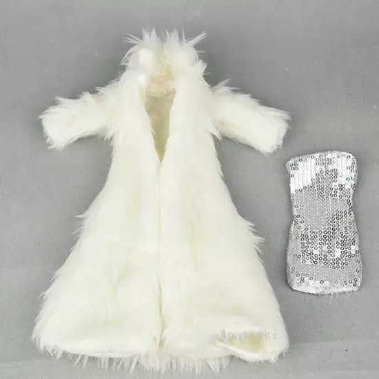 Doll Accessories Set For 11.5" 1/6 Doll Parka Dress Winter Long Fur Coat Clothes