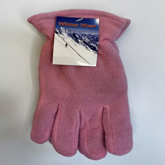 Winter Wear Ladies Pink Warm Fleece Gloves Winter Accessory