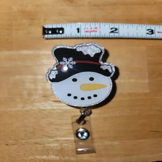 Cute Snowman Winter Holiday Christmas Badge Reel