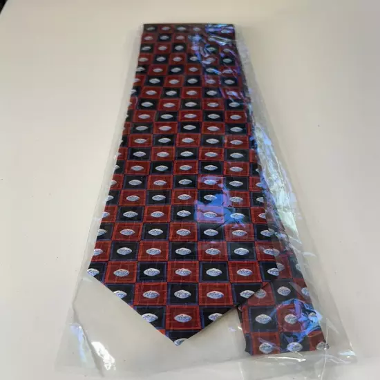 New In Bag Pfizer Viagra Tie Red Geometric Blue Pattern Printed Silk Necktie