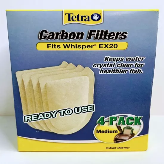 4-Pack Medium Tetra Carbon Filters fit Whisper EX20 Cartridge for Fish Aquarium