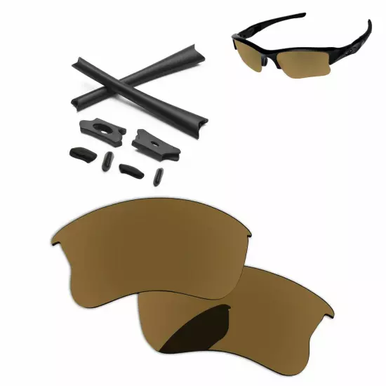 Rubber Kit + Polarized Replacement Lenses For-Oakley Flak Jacket XLJ - Options