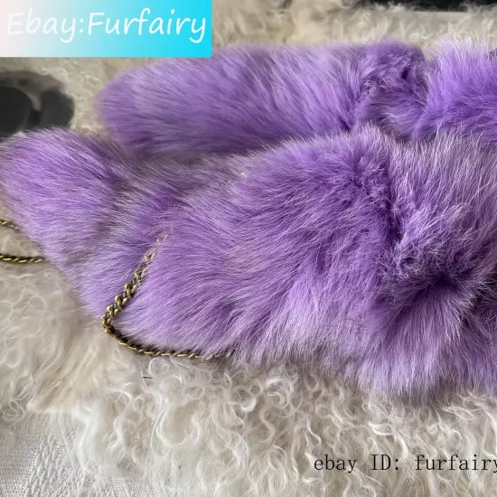 2/5/10 wholesale Dyed Color Real Blue Fox Tail Fur Keyring Pendant Cosplay Toy