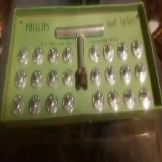 Vintage Phillips Steel Golf Spikes 24 With Tool New In Box