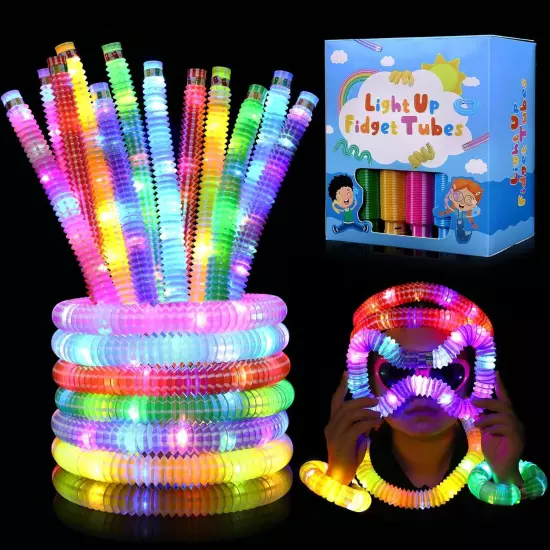 Gigilli 24 Pack Glow Sticks Party Favors for Kids 8-12 4-8, Stripe Color 