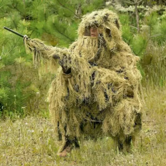 Desert Tactical Camouflage Ghillie Suit Sniper Clothes Jacket Pants Cover