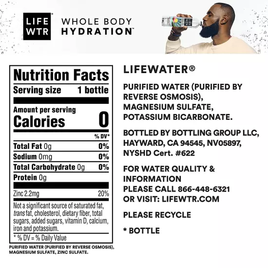 Premium Purified Water Ph Balanced with Electrolytes, 100% Recycled Plastic Bott