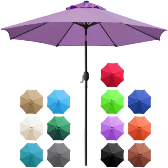 Sunnyglade 9' Patio Umbrella Outdoor Table with 8 Sturdy Purple 