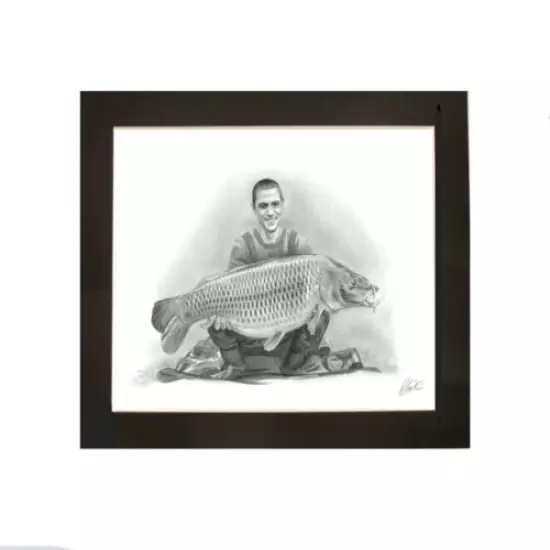 MOUNTED FISHING PORTRAIT Hand Drawn By Angling Artist Robin Woolnough Bespoke 