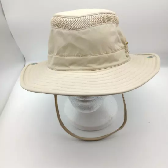 Tilley Endurables Air Flo Khaki Hat Mesh Ventilation Adjustable Strap Sz 7 3/8