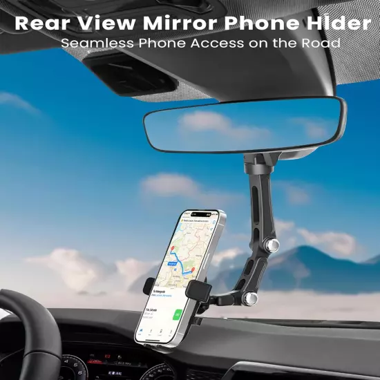 Rearview Mirror Phone Holder for Car, Rear View Mirror Phone Holder, Rotatable a