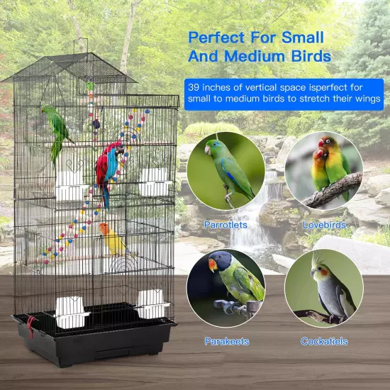 39 Inch Roof Top Large Flight Parrot Bird Cage Accessories Medium Roof Top Large