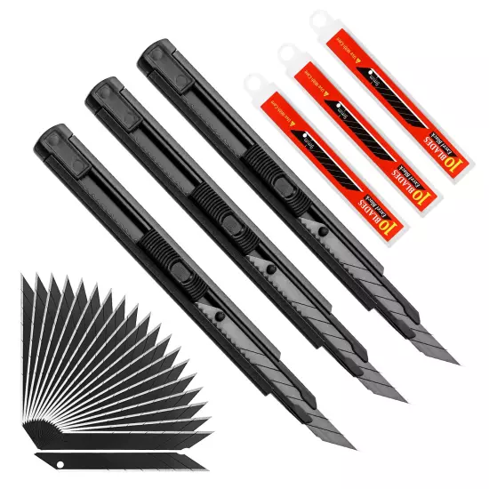 30 PCS 9mm 30° Cutter Carbon Steel Blades Razor & Snap Off Knife Replacment Kit