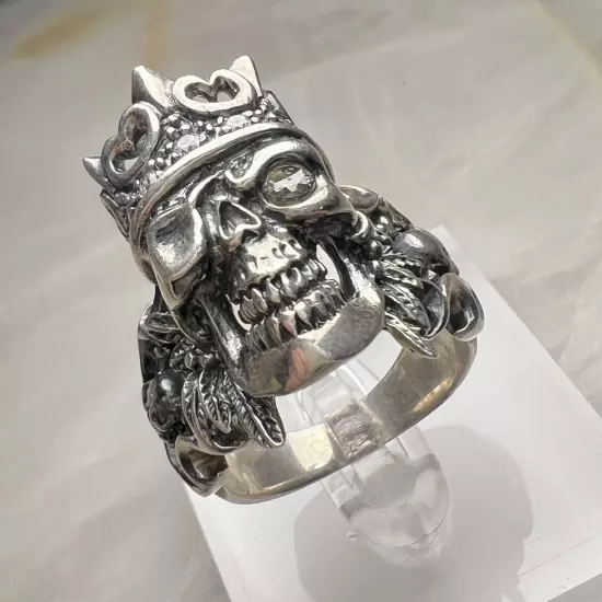 Vintage Japanese BU-BOON Sterling Silver Skull Ring Sterling Silver Size 11 