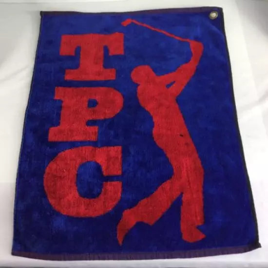 VINTAGE TPC golf Towel SIR CHRISTOPHER HATTEN 16” X 23" Los Angeles Red Blue