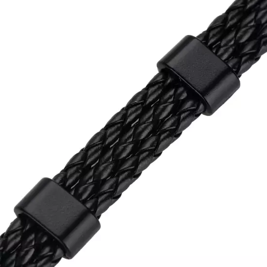 Men Male PU Strap Alloy Buckle Knitting Knitted Multilayer Bracelet Wristban HPT