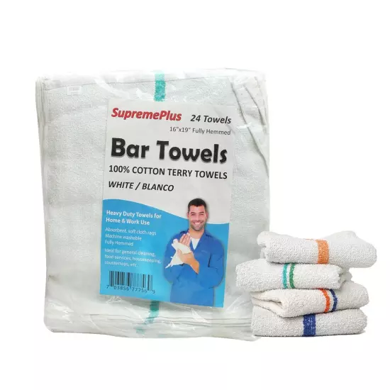 New Bar Mop Restaurant Cleaning Towels Wiper Bar Rags Cotton Towels (Pack of 24)