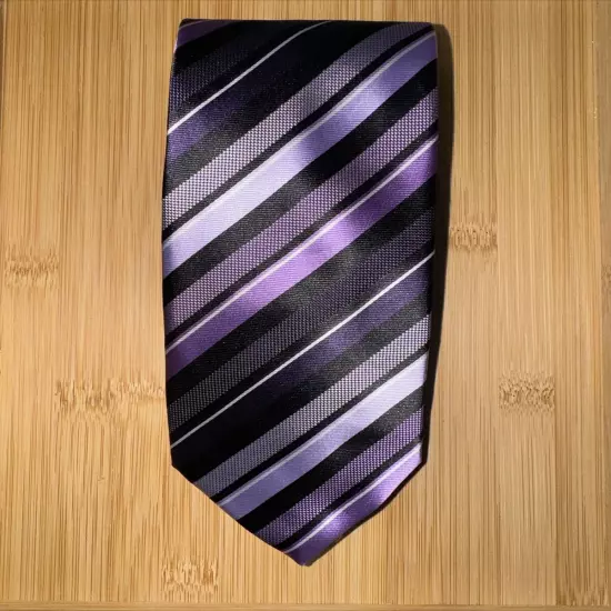 Croft & Barrow Purple Striped Polyester Tie - 58L 3.5W