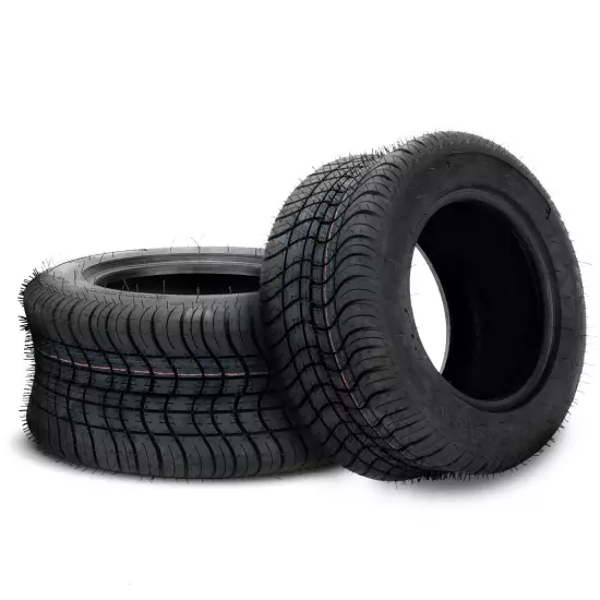 Set of 2 205/50-10 Dot Golf Cart Tires 4 Ply Rated LRB Tubeless Black Rubber