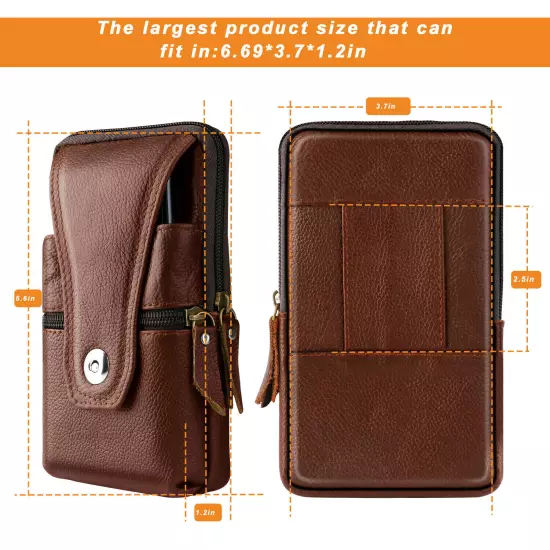 Cell Phone Waist Belt Holster Loop Pack Bag PU Leather Pouch Wallet Case Cover