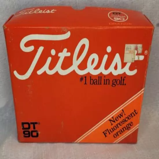 Vintage Titleist DT 90 New Fluorescent Orange & Yellow Golf Balls Box of 12 