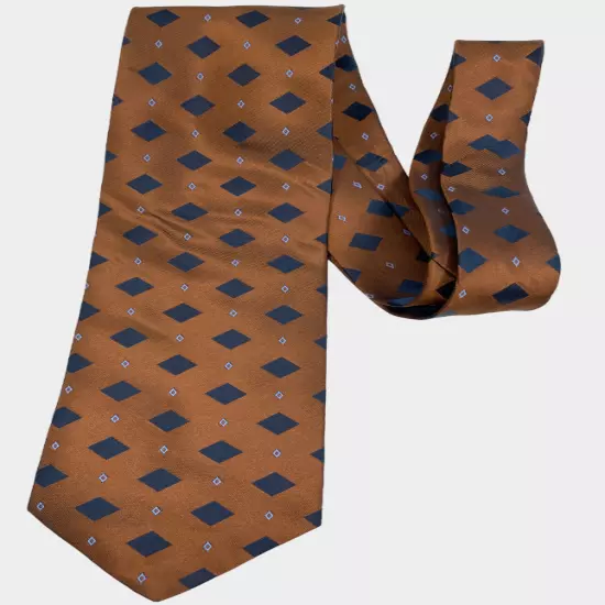 Gianni Filacci Brown Black Diamond Geometric Italian Silk Tie Men's 3.5" x 59"