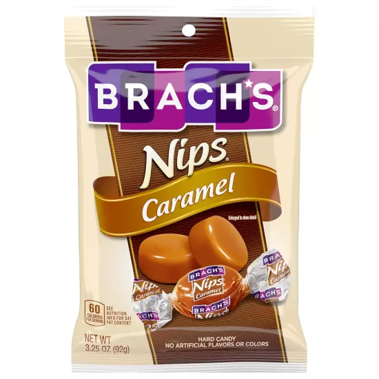 Brachs Caramel Nips Candies, Individually Wrapped, 3.25 Ounce, Pack of 12