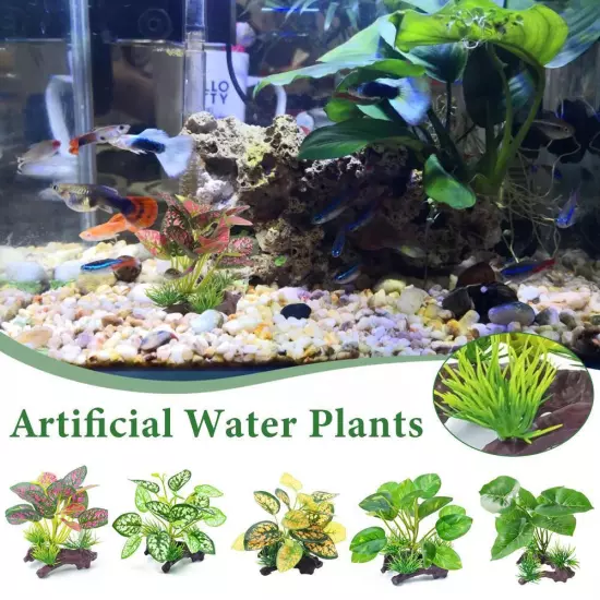 Artificial Water Plants Aquarium Silk Plastic Fish Tank Decorations L