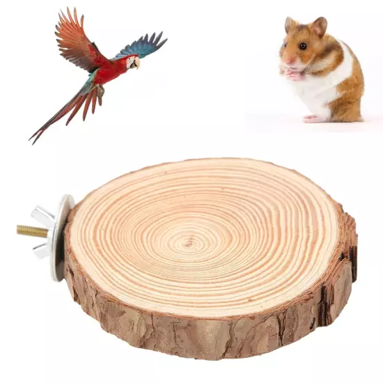 Bird Perch, Round Wooden Stand Parrot Perch Stand for Small Animals Budgie Co...