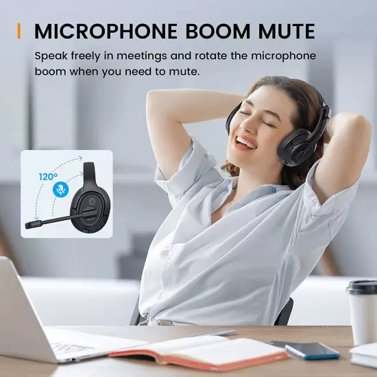 Wireless Computer Headphone Ai-Powered Environmental Noise Cancelling Microphone