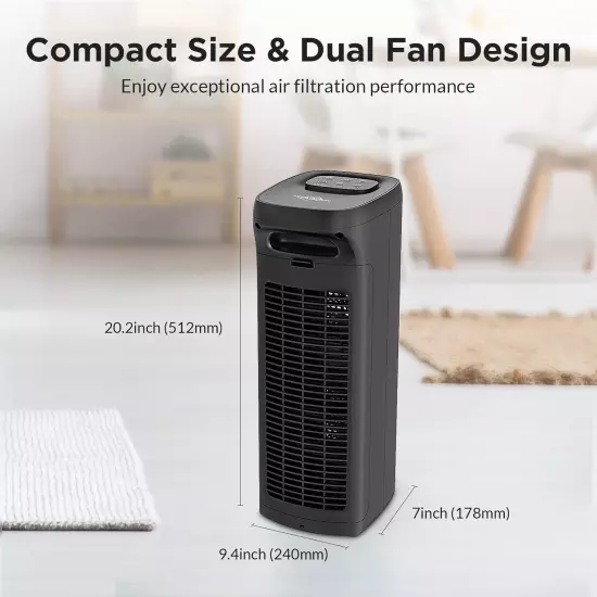 Air Purifier For Home Large Room HEPA Washable Filter Air Cleaner Smoke Odor Pet