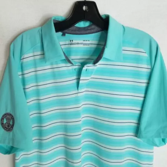 Under Armour Heatgear Donald Ross Golf Striped Polo Short Mens Large - Q313