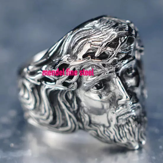 MENDEL Mens Catholic Christian Jesus Christ Face Head Ring For Men Size 7 8 9-15