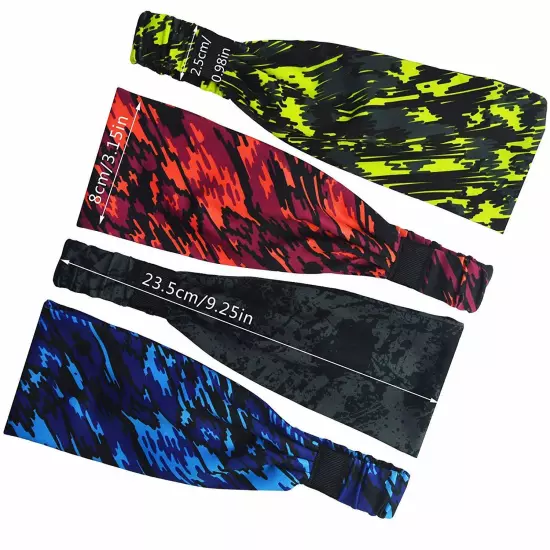 Sports Headband for Men Women Moisture Wicking Sweat Band Elastic Wide Hair Band