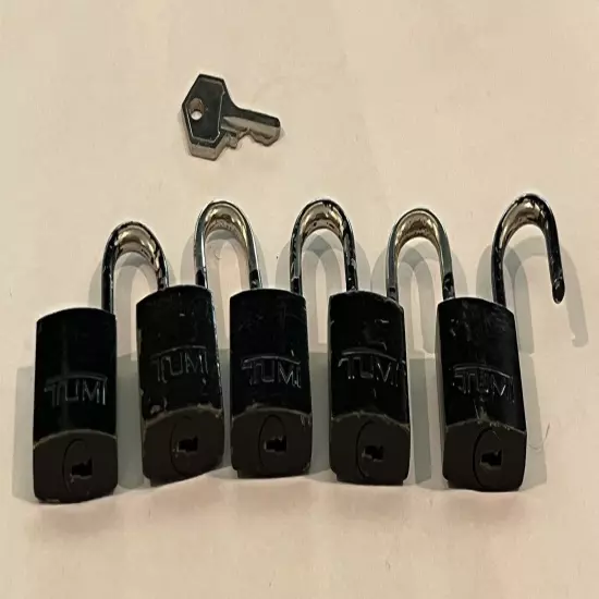 Tumi Lot Of 5 Small Black Metal Logo Travel Luggage Locks 1 Key