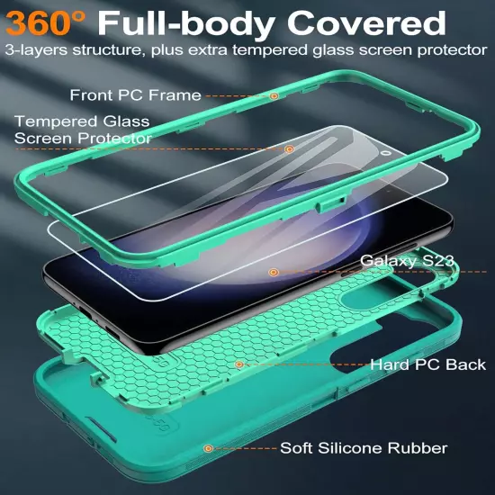 For Samsung Galaxy S23 Ultra/S22/FE/Plus Case Phone Cover Shockproof+Screen Glas