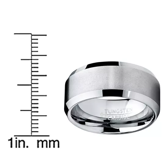 10MM Men's Brushed Tungsten Carbide Wedding Band Ring, Comfort Fit