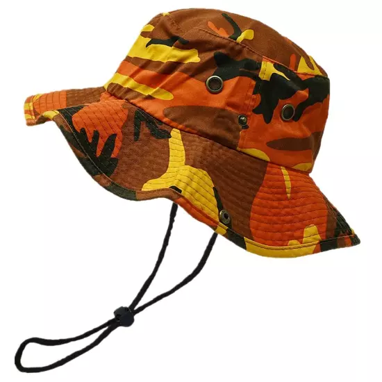 Unisex 100% Cotton Bucket Hat Fishing Camping Safari Boonie Sun Brim Summer Cap