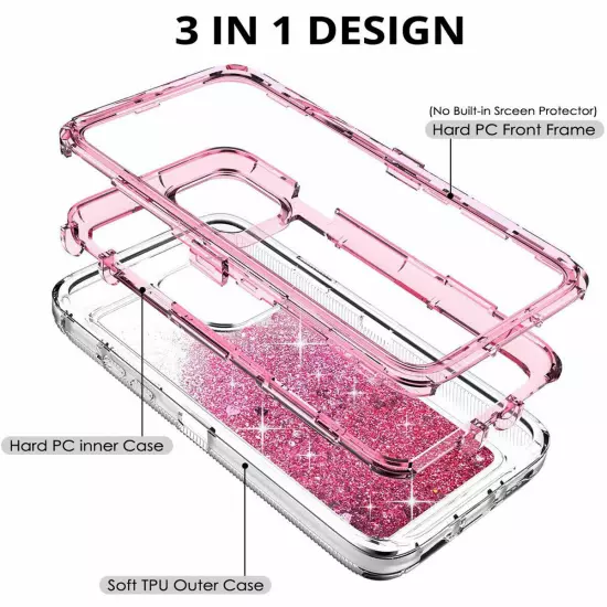 Shockproof Case For iPhone 15 14 13 12 11 Pro Max XR 8 Plus Liquid Glitter Cover