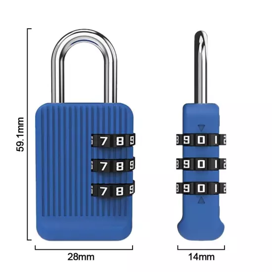 Zinc alloy 3 Digit Password Lock Safe Luggage Combination Lock Travel Outdoor