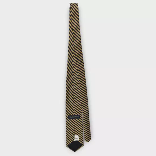 NEW With TAGS - Mens Brooks Brothers Makers Gold & Blue Tie Pure Silk 58" Length