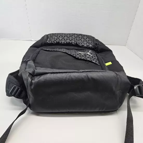 Puma Backpack Back To School Bag Black Lime Green Padded Multi Pocket Travel Gym