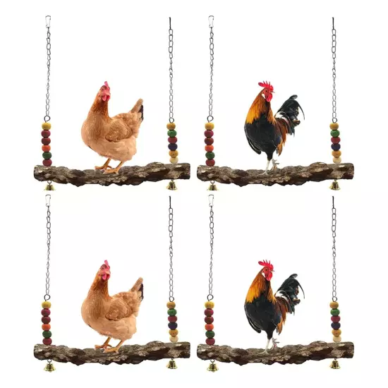 4 Pack Chicken Bird Swing,Natural Wooden Swing Toys,Wood Stand for Chick,4280