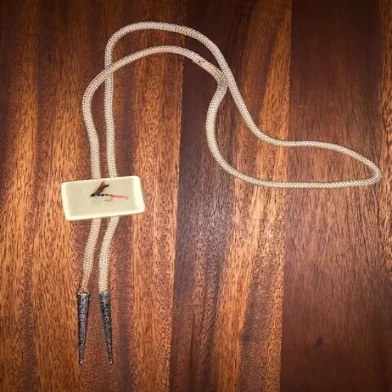 Vintage Country Western Fly Fishing Fly Bolo Tie Jewelry