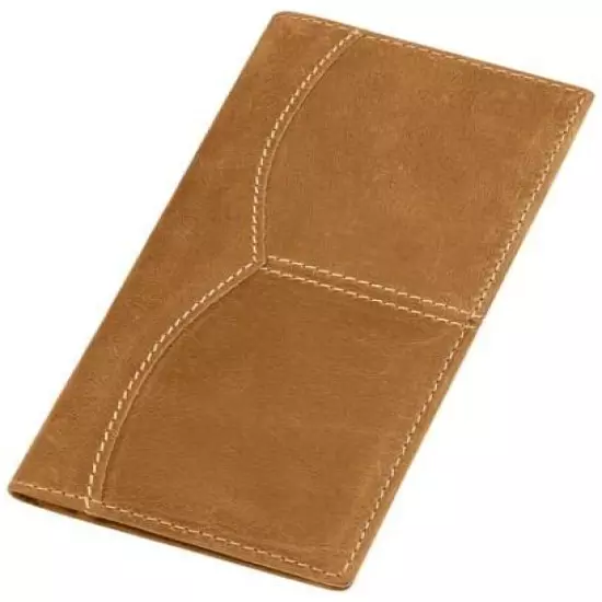  Men's RFID Vintage Look Genuine Leather Long Bifold Wallet Light Brown