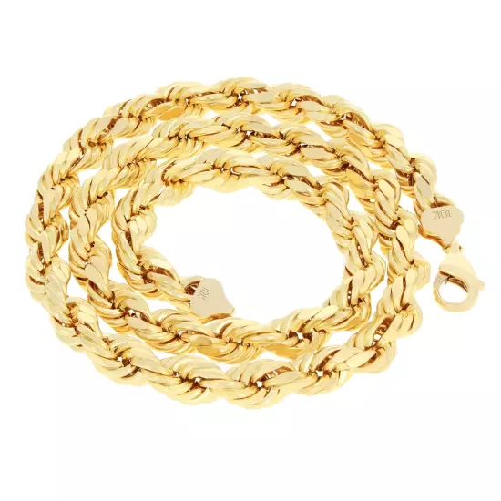 10K Yellow Gold Rope Diamond Cut Mens Chain Bracelet 8" -9" 6mm 7mm 8mm 9mm 10mm