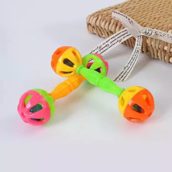 2 Pcs Bird Parrot Toy Rattle Birds Exercise Plastic Double Headed Bell Pet Kid