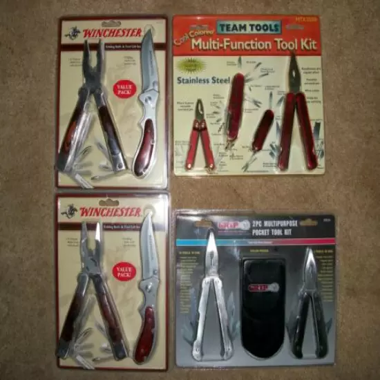 2 Winchester Folding Knife & Multi-Tool Sets & 1 Grip Tool Kit &1 Team Tools Kit