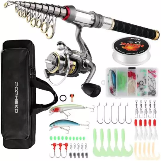 Telescopic Fishing Rod and Reel Combos Full Kit Spinning Fishing Gear - Travel