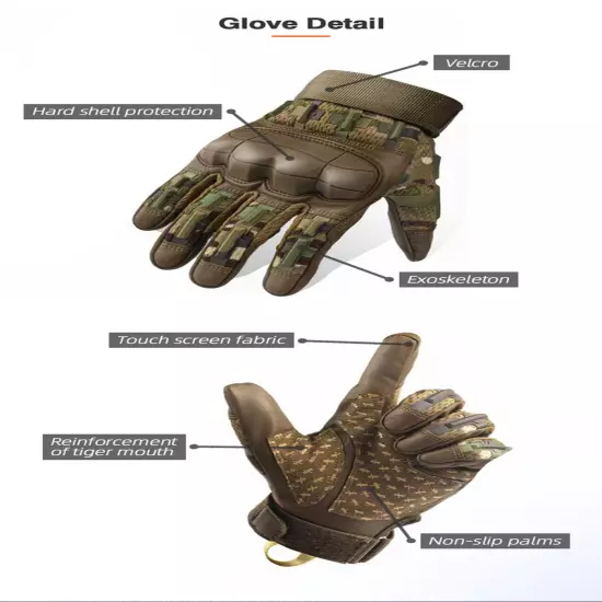 Men's Tactical Gloves Touch Screen Windproof Full Finger Gloves Army Military US